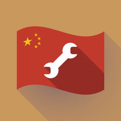 Wall Mural - Long shadow China flag with a wrench