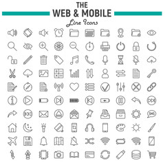 Poster - Web and Mobile line icon set, os interface symbols collection, vector sketches, logo illustrations, web signs linear pictograms package isolated on white background, eps 10.