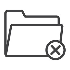 Poster - Delete folder line icon, web and mobile, delete file sign vector graphics, a linear pattern on a white background, eps 10.
