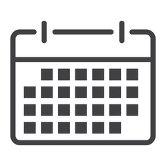 Fototapete - Calendar line icon, web and mobile, date sign vector graphics, a linear pattern on a white background, eps 10.