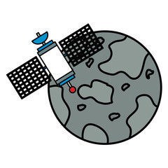 Sticker - mercury planet with satellite