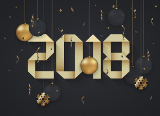 Wall Mural - vector modern christmas or 2018 happy new year winter holiday invitation card