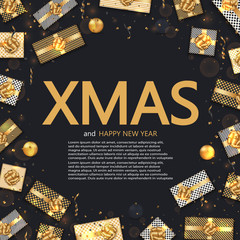 Wall Mural - vector modern christmas or 2018 happy new year winter holiday invitation card