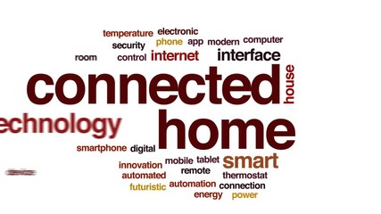 Poster - Connected home animated word cloud, text design animation.