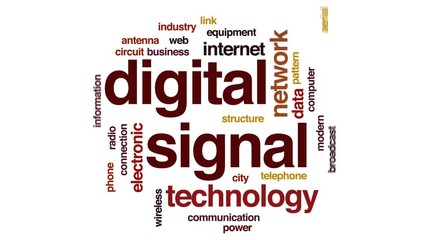 Wall Mural - Digital signal animated word cloud, text design animation.