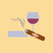 flat icon stylish background poker cigar glass of wine