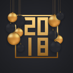 Wall Mural - vector modern christmas or 2018 happy new year winter holiday invitation card