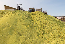 Heaps Of Sulphur - Raw Material For Pulp And Paper Mill. Selective Focus.