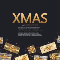 Wall Mural - vector modern christmas or 2018 happy new year winter holiday invitation card background.