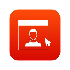 Poster - Cursor point man on monitor icon digital red