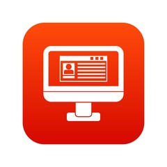 Poster - Profile information on monitor icon digital red