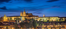 View On The Charles Bridge And Castle In Prague At Night