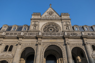 Neo-Renaissance facade of City hall of the Paris first district (Mairie du premier arrondissement de Paris, 1858-1860). Place du Louvre, Paris, France.