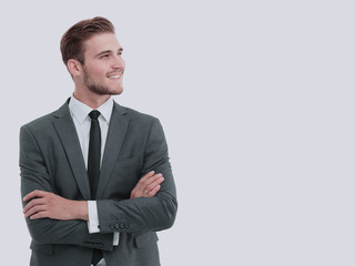 Wall Mural - Handsome businessman standing  isolated on white background