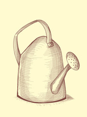 Poster - Sketch Vintage Watering Can Illustration