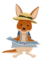 Sticker - Kangaroo Explorer Hat Illustration