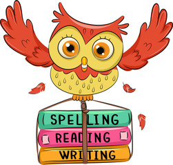 Sticker - Owl Book Spell Read Write