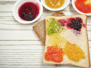 Canvas Print - Jam fruit with bread slice