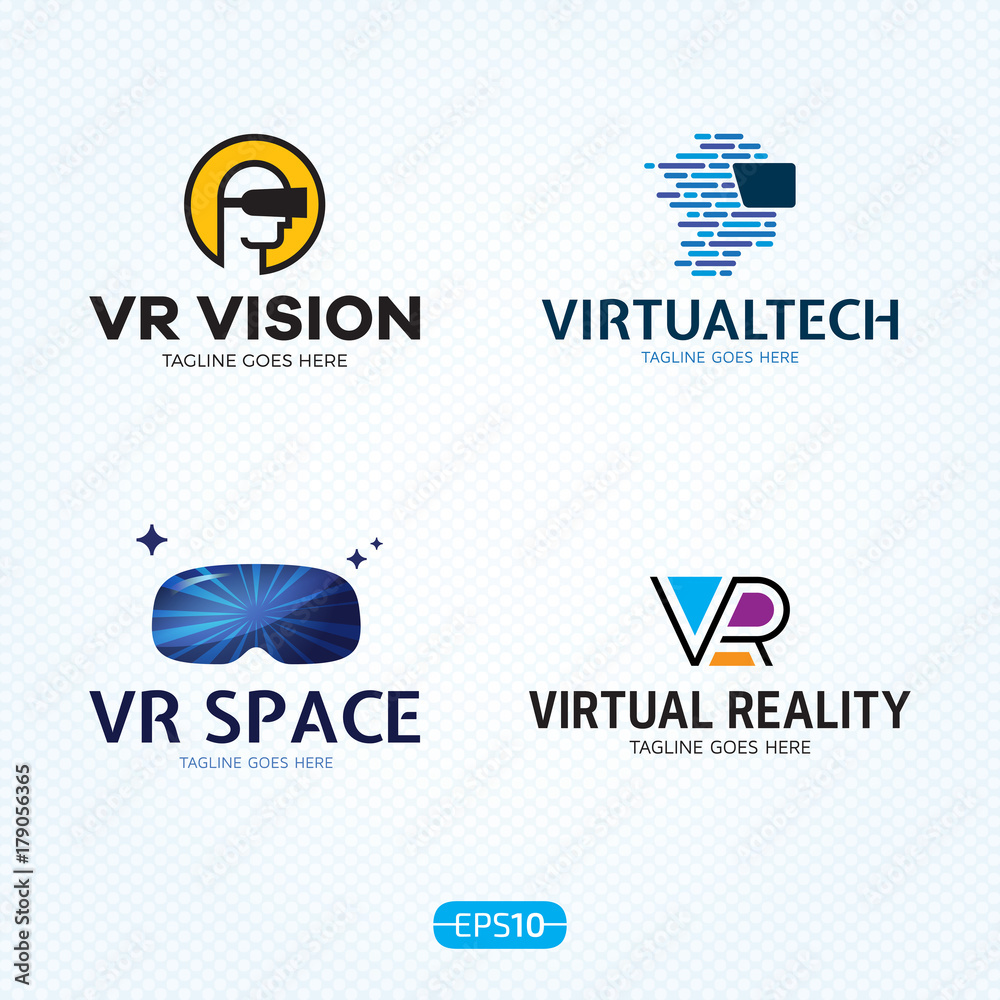 Virtual Reality Logo Vector Template Set Stock Vector | Adobe Stock