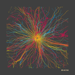 Abstract science or technology background. Array with dynamic particles. Vector illustration.