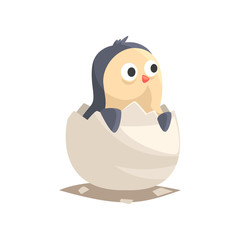 Sticker - Adorable newborn penguin hatching from egg