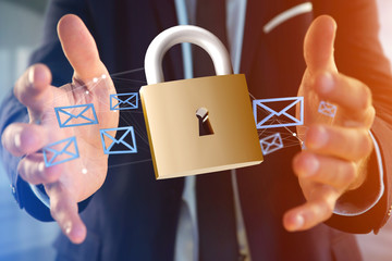 Poster - Padlock security connection isolated on a color background - 3d rendering