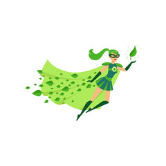 Poster - Flying eco superhero female in costume