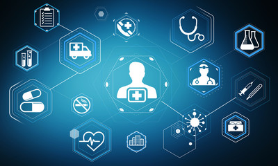 Aufkleber - Modern medical interface with icons 3D rendering