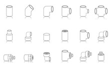 Sanitary Pipe Fittings And Icon Catalogue., Vector, Illustration