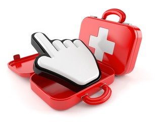 Canvas Print - First aid kit with internet cursor