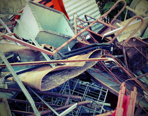 Wall Mural - dump of iron material in the recyclable waste collection center