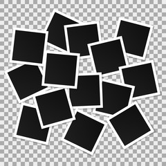 Wall Mural - set of square vector photo frames. collage of realistic frames isolated on transparent background. t