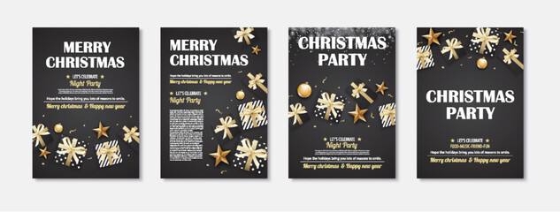 Wall Mural - merry christmas and party gift box invitation theme concept. happy holiday greeting banner and card 