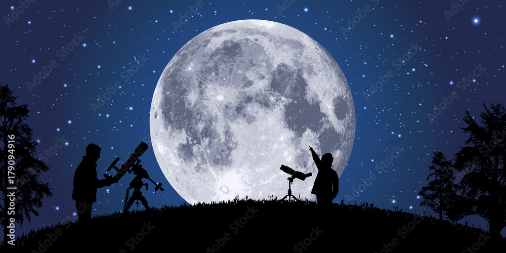 lune - clair de lune - astronomie - espace, planète - univers - satellite - obrazy, fototapety, plakaty 