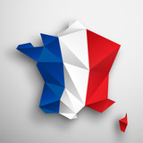 Fototapeta Fototapety Paryż - mapa Francji origami wektor