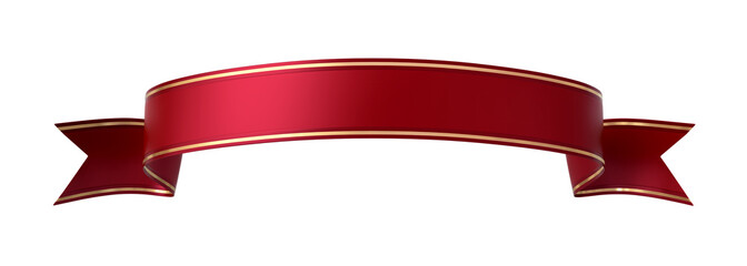 Wall Mural - Red ribbon banner with gold border - arc up and wavy ends