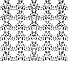 Vector seamless pattern. Black and white Stylized floral ornament.