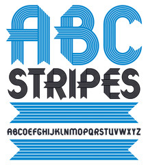 Poster - Set of trendy vector capital alphabet letters isolated. Geometric bold type font, script from a to z can be used for logo creation, newspaper. Created using stripy ornate, parallel lines.