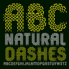 Poster - Set of trendy vector capital English alphabet letters isolated. Rounded bold retro font, typescript can be used as logo design element. Made with parallel dashed lines.