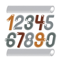 Poster - Trendy vector numerals collection. Modern italic funky numbers from 0 to 9 best for use in logo, poster creation. Created using dimensional vacuum pipe style.