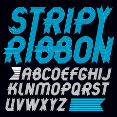 Poster - Set of trendy vector capital alphabet letters isolated. Geometric italic bold type font, script from a to z can be used for logo creation. Made with stripy decoration.