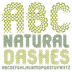 Poster - Set of trendy vector capital English alphabet letters, abc isolated. Rounded bold retro font, typescript for use in logo design. Made using rhythmic strokes and dashed lines.