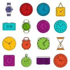 Poster - Time and Clock icons doodle set