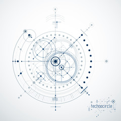 Poster - Mechanical engineering technology vector abstract background, cybernetic abstraction with innovative industrial schemes.