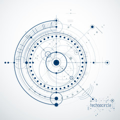 Poster - Engineering technological vector wallpaper made with circles and lines. Modern geometric composition can be used as template and layout. Abstract technical background.
