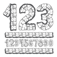 Poster - Set of stylish vector digits, modern numerals collection. Bold numbers from 0 to 9 can be used for logo creation, poster design. Created using masonry texture.