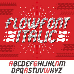 Poster - Vector upper case modern pop alphabet letters set. Rounded bold italic retro 70s font, typescript for use in logo design. Made using flow, wavy lines.