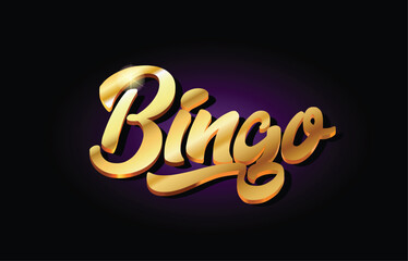 Poster - bingo 3d gold golden text metal logo icon design handwritten typography