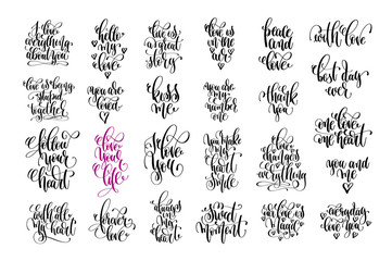 Wall Mural - set of 25 hand lettering inscription, love letters