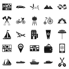 Across the border icons set, simple style